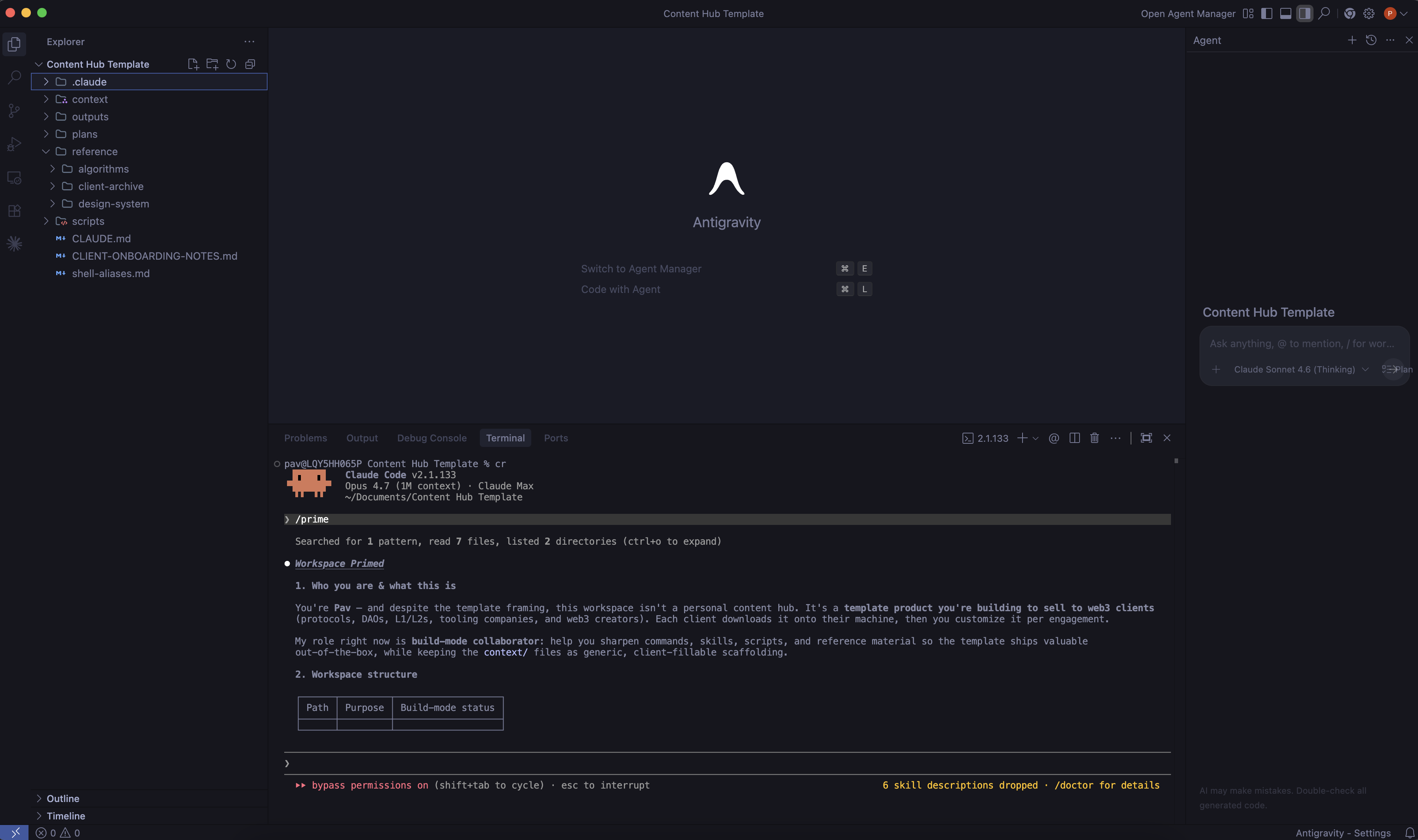 Nyven workspace inside Antigravity IDE